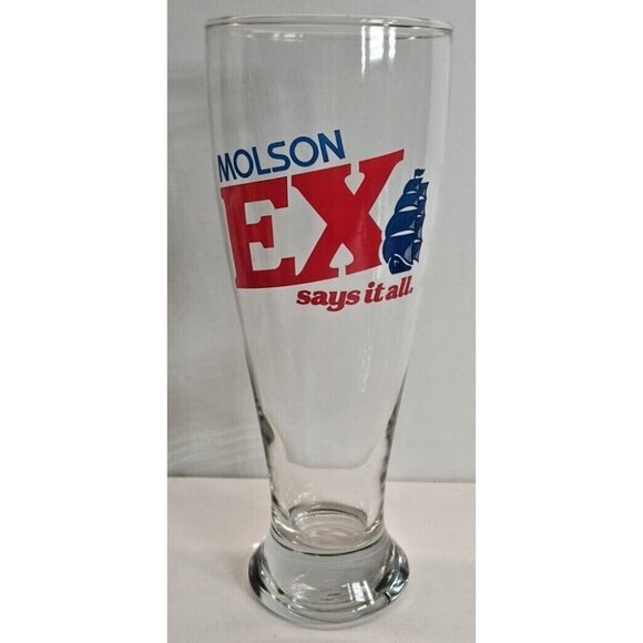Molson Ex Vintage Rare Tall Beer Glass 19 oz / 0.5 L / 1 Pint - Picture 2 of 5